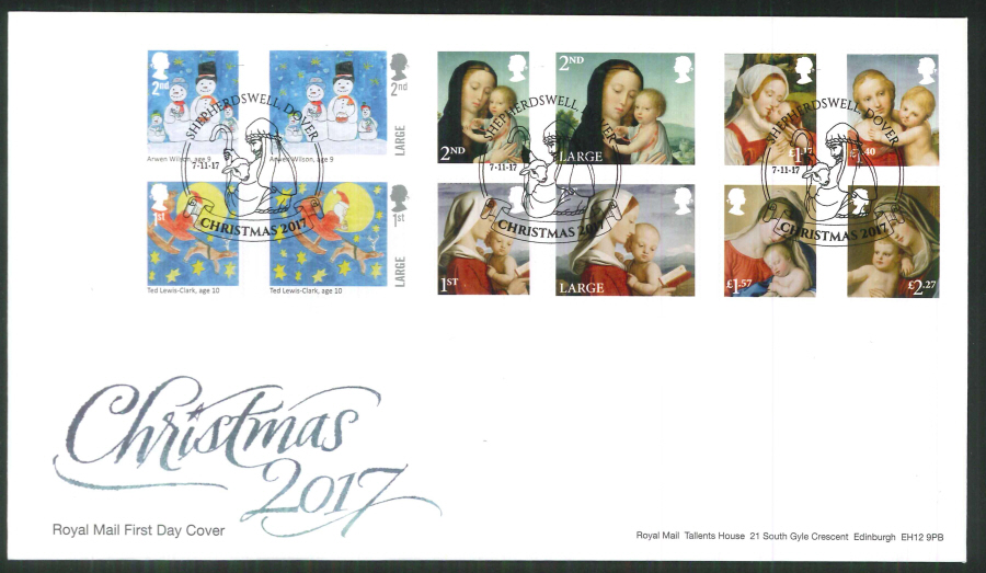 2017 Christmas FDC - Shepherdswell, Dover (Shepherd) Postmark